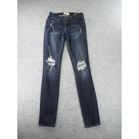 Frame Denim Denim - Frame Jeans Womens 26‎ Blue Distressed Le Skinny De Jeanne Dark Wash Denim